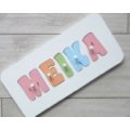 Personalised Name Puzzle - pink, apricot, fresh, sky blue