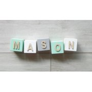 Wooden Blocks -  Mint, Grey and white